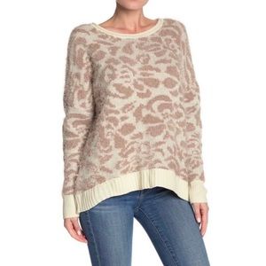 14th & Union Ivory Pristine Fuzzy Jacquard Knit Sweater